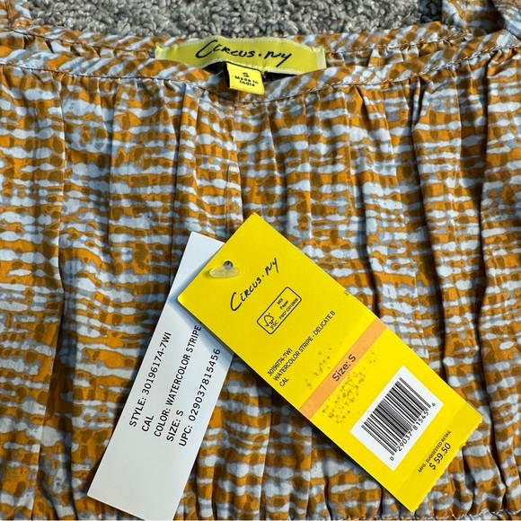 🎆 Circus by Sam Edelman peplum top small square neck balloon sleeve orange retro - Picture 6 of 9